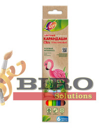 Creioane colorate 6 culori, din plastic, ZOO Луч